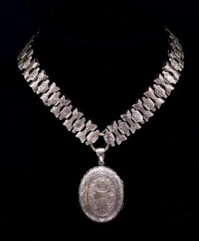 Victorian silver locket and chain