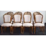 Set of 12 French Louis XV style dining chairs