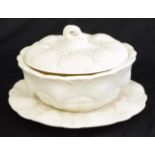 Victorian Parian lidded butter dish & plate