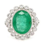 4.89ct Emerald and diamond 18ct white gold ring