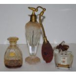 Three early French glass perfume bottles