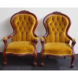 Two rococo style grandfather chairs