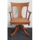Vintage oak swivel base desk chair