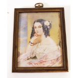 Antique signed hand painted portrait miniature