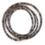 Opal bead matinee length necklace