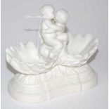 Victorian Minton Parian group 'The Kiss' open salt