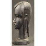 Carved ebony African head figure