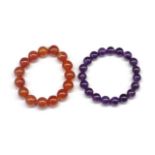Amethyst and agate beaded bracelets