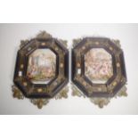 Pair antique Capodimonte ceramic plaques