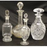 Three various antique crystal decanters