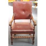 Antique Georgian revival oak armchair