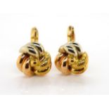 18ct tri colour gold love knot earrings