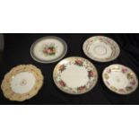 Five various antique porcelain plates