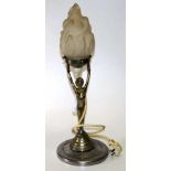 Art Deco chrome electric Standing Woman lamp