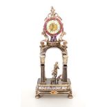 Viennese silver & enamel architectural table clock