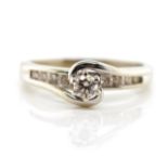 Diamond set 9ct white gold ring