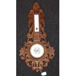 Antique French Black Forest carved barometer