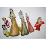 Collection six various ceramic half dolls