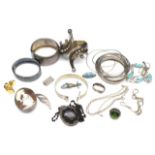 Silver and costume jewellery group