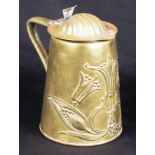 Antique English lidded brass hot milk jug