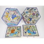 Collection four vintage Islamic ceramic tiles