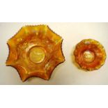 Two var. Australian marigold carnival glass bowls