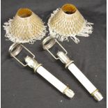 Pair antique silver plate candle shades