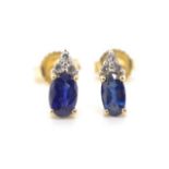 Sapphire and diamond set 14ct yellow gold stud