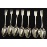 Seven fiddle pattern HMSS dessert spoons