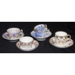 Four various antique English cups & saucers