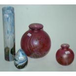 Graduated pair art glass vases