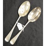 Pair Edward VII sterling silver soup spoons