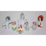 Collection seven various ceramic half dolls