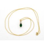 Emerald and diamond set 14ct yellow gold pendant