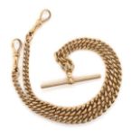 George V 9ct rose gold fob chain