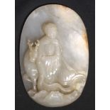 Good Chinese carved white jade plaque