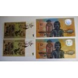 Two Australian 1988 $10 polymer banknotes