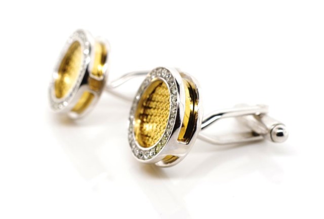 Sterling silver and crystal set cufflinks - Image 3 of 4