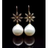 Pearl and 9ct yellow gold earrings