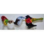 Four assorted Australian art glass birds