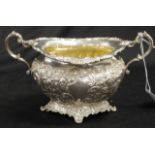 Scottish sterling silver twin handle sugar bowl
