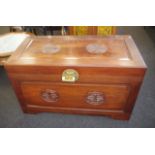 Chinese carved camphorwood chest