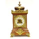 Antique oak & brass mantle clock