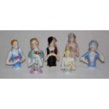 Collection six various ceramic half dolls