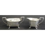 George V sterling silver sugar bowl & creamer set