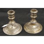 Pair sterling silver squat candlesticks