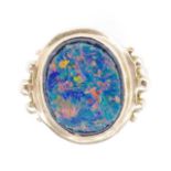 9ct yellow gold opal triplet ring