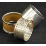 Two various sterling silver napkin rings