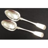 Pair George III sterling silver soup spoons