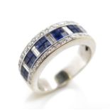 Sapphire and diamond set 18ct white gold ring